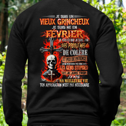 Je Suis Un Vieux Grincheux Né en Février – T-Shirt Homme Fort Caractère - ntnt02 (SKU26T-01141-02)