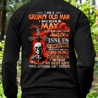 MAY - GRUMPY OLD MAN T-SHIRT - FUNNY SKULL ANGER ISSUES TEE - PERFECT GIFT FOR MEN ntnt05 (SKU12-319-05)