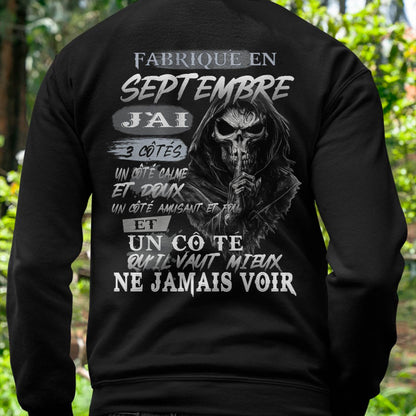 Fabriqué en Septembre – J’ai 3 Côtés | T-Shirt Homme Caractère Fort - ntnt09 (SKU26T-01174-09)