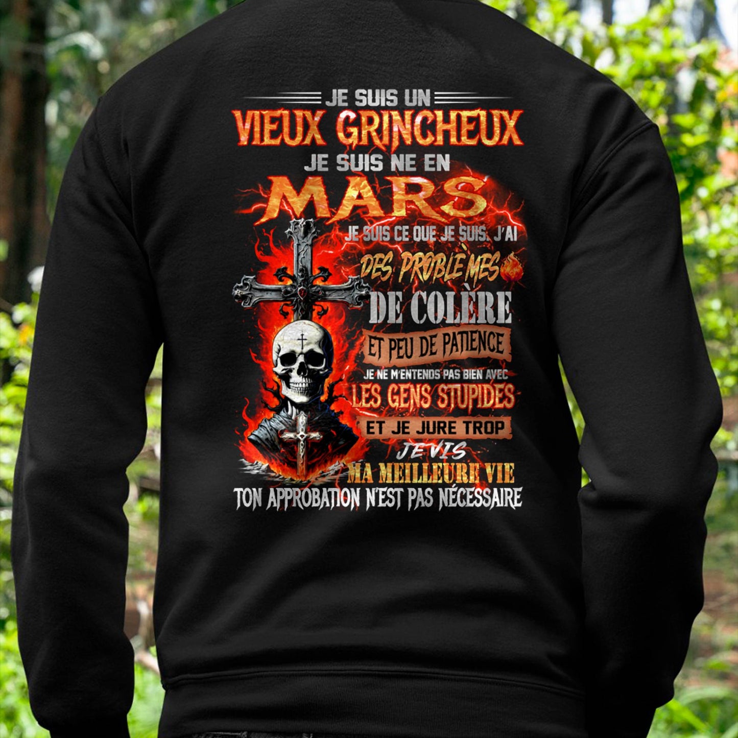 Je Suis Un Vieux Grincheux Né en Mars – T-Shirt Homme Fort Caractère - ntnt03 (SKU26T-01141-03)