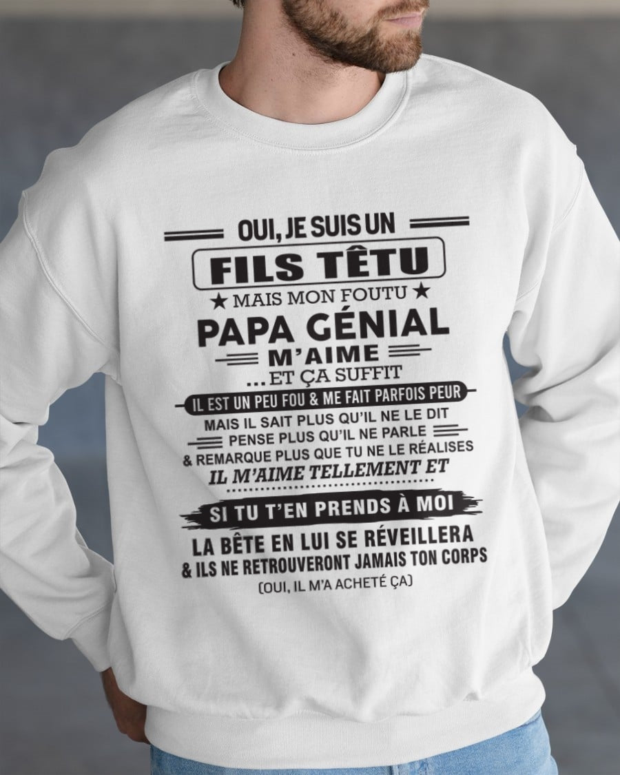 Oui, je suis un garçon têtu – T-shirt | Cadeau d’anniversaire de papa pour son fils - ntnt00 / fr00 (SKU12-260-00)