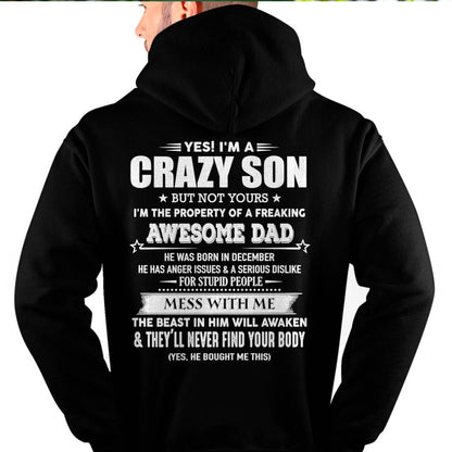 DECEMBER - YES! I'M A CRAZY SON - GIFT FOR SON FROM DAD - ntnt12 (SKU07-52-12)