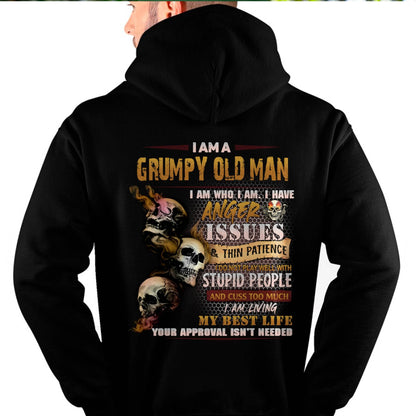 Grumpy Old Man T-Shirt - Funny Skull Anger Issues Tee - Perfect Gift For Men ntnt00 (SKU08-67-00)