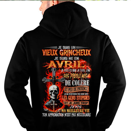 Je Suis Un Vieux Grincheux Né en Avril – T-Shirt Homme Fort Caractère - ntnt04 (SKU26T-01141-04)