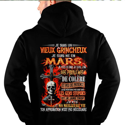 Je Suis Un Vieux Grincheux Né en Mars – T-Shirt Homme Fort Caractère - ntnt03 (SKU26T-01141-03)