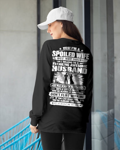November Spoiled Wife Shirt - I Belong to a Freaking Awesome November Husband - From Husband - NTNT11 - (SKU2609-121-11)