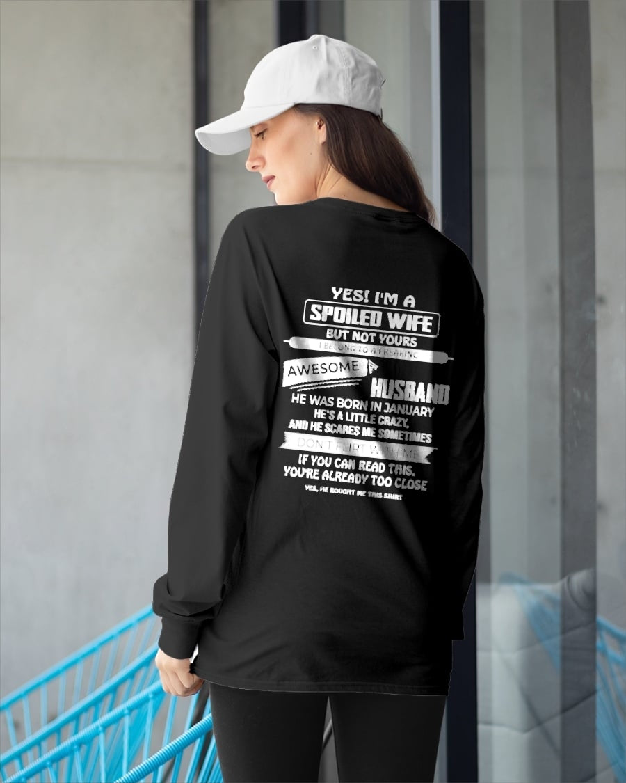 January Spoiled Wife Shirt - I Belong to a Freaking Awesome January Husband - From Husband - NTNT01 - (SKU2608-62-01)