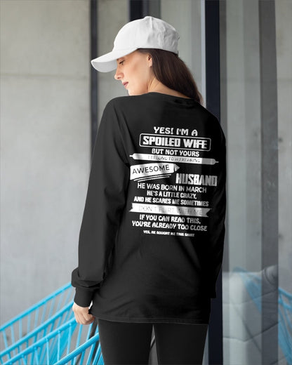 March Spoiled Wife Shirt - I Belong to a Freaking Awesome March Husband - From Husband - NTNT03 - (SKU2608-62-03)