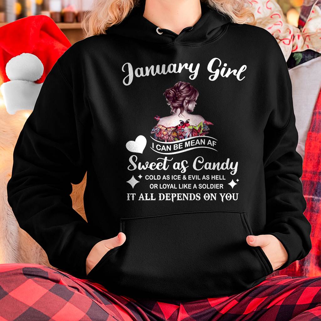 January Girl T-Shirt – Sweet As Candy, Cold As Ice - Birthday Gift for Women - ntnt01 (SKU26T-01-38-01)