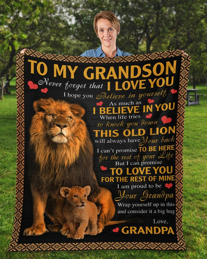 BLANKET FOR GRANDSON – COMFORT & WARMTH GIFT FROM GRANDPA  Sherpa Fleece Quilt Blanket ntnt00 (SKUB09-113)