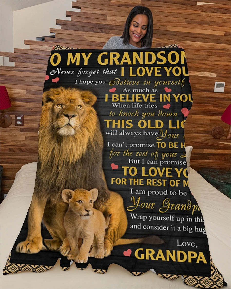 BLANKET FOR GRANDSON – COMFORT & WARMTH GIFT FROM GRANDPA  Sherpa Fleece Quilt Blanket ntnt00 (SKUB09-113)