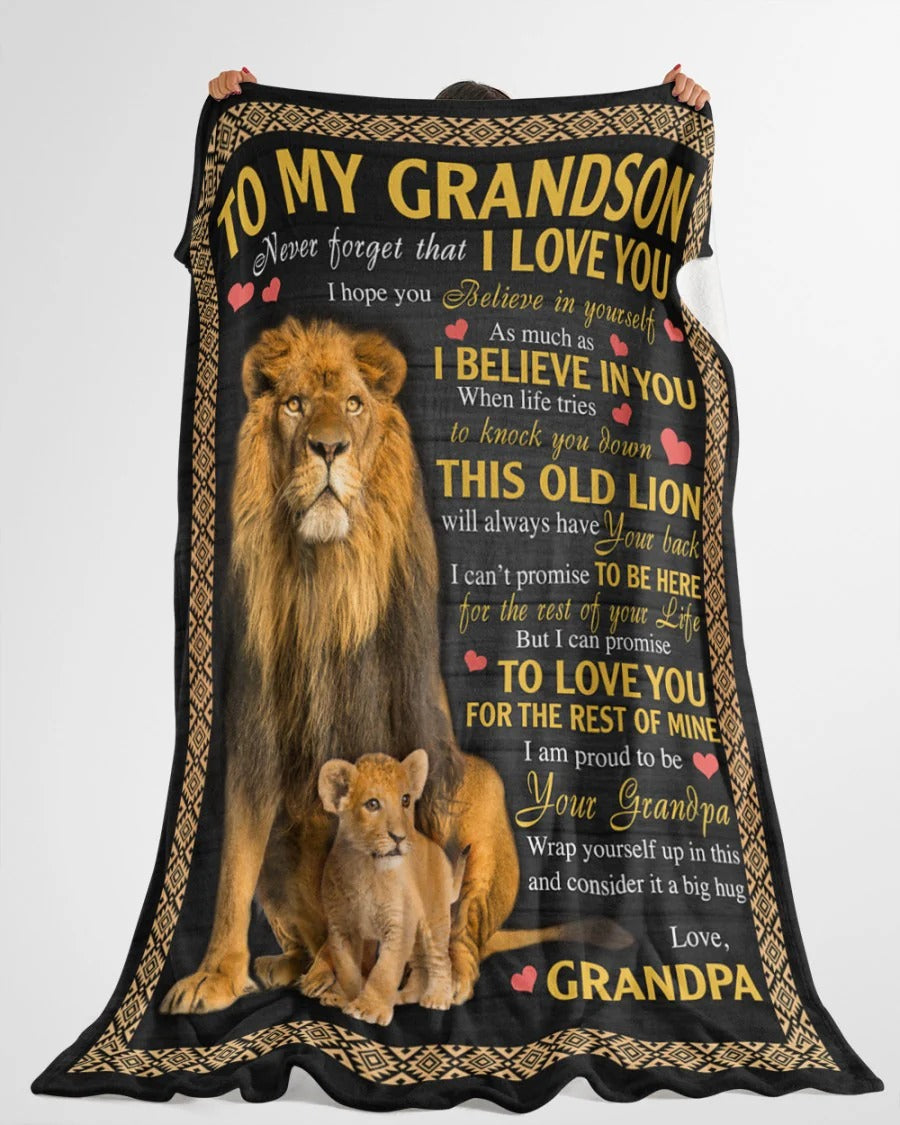 BLANKET FOR GRANDSON – COMFORT & WARMTH GIFT FROM GRANDPA  Sherpa Fleece Quilt Blanket ntnt00 (SKUB09-113)