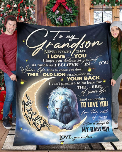 BLANKET FOR GRANDSON – COMFORT & WARMTH GIFT FROM GRANDMA  Sherpa Fleece Quilt Blanket hnds00 (SKU-CHAU-B19)