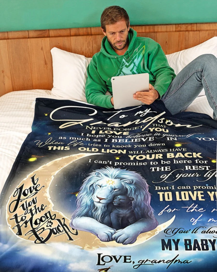 BLANKET FOR GRANDSON – COMFORT & WARMTH GIFT FROM GRANDMA  Sherpa Fleece Quilt Blanket hnds00 (SKU-CHAU-B19)