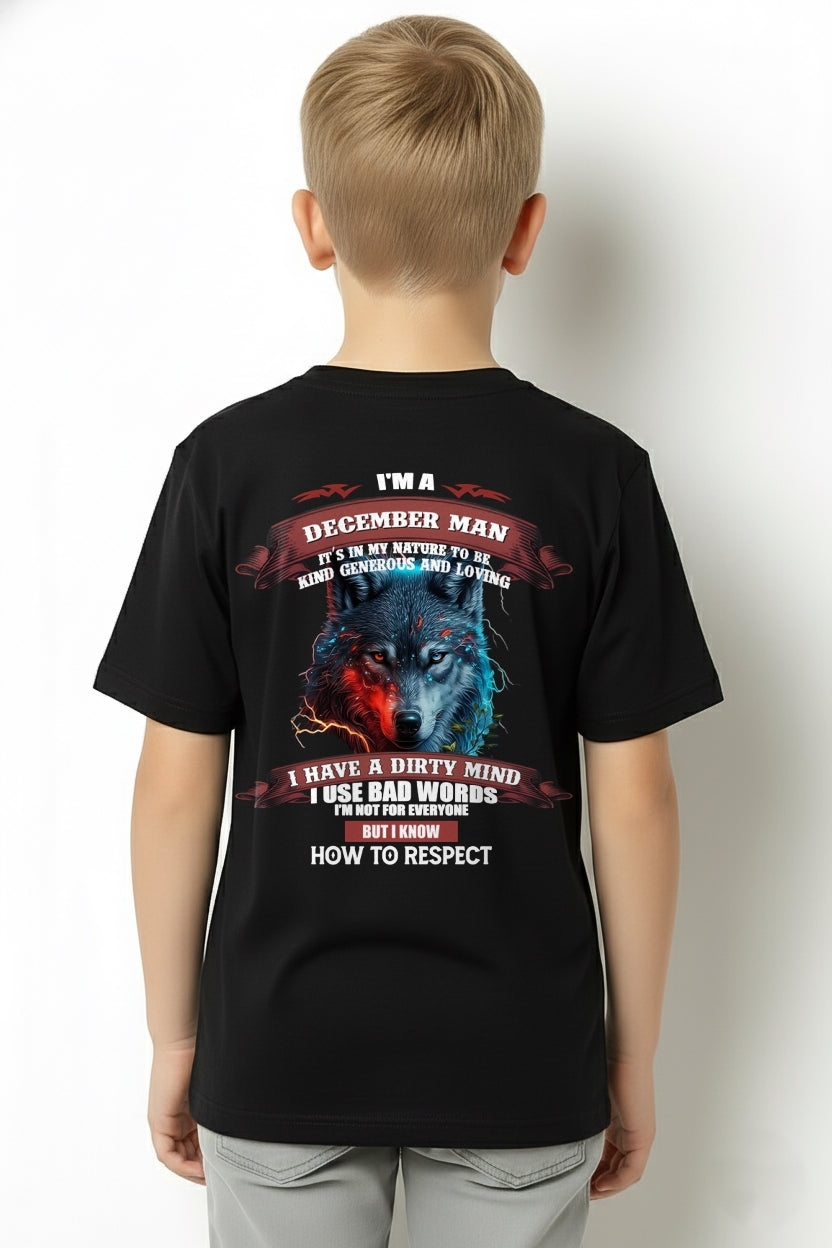DECEMBER - KNOW HOW TO RESPECT - BIRTHDAY T-SHIRT FOR MEN - ntnt12 / male (SKU12-162-12)