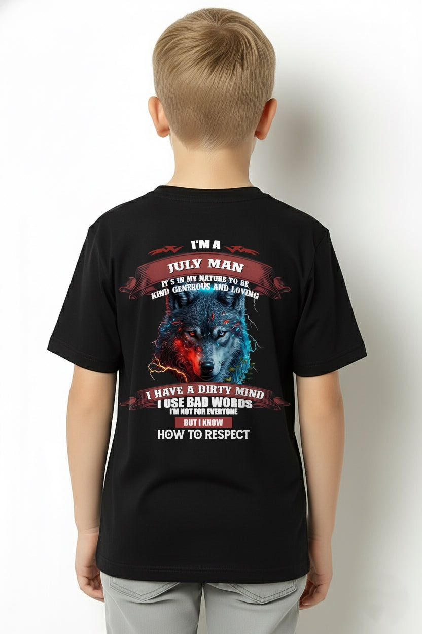 JULY - KNOW HOW TO RESPECT - BIRTHDAY T-SHIRT FOR MEN - ntnt07 / male (SKU12-162-07)