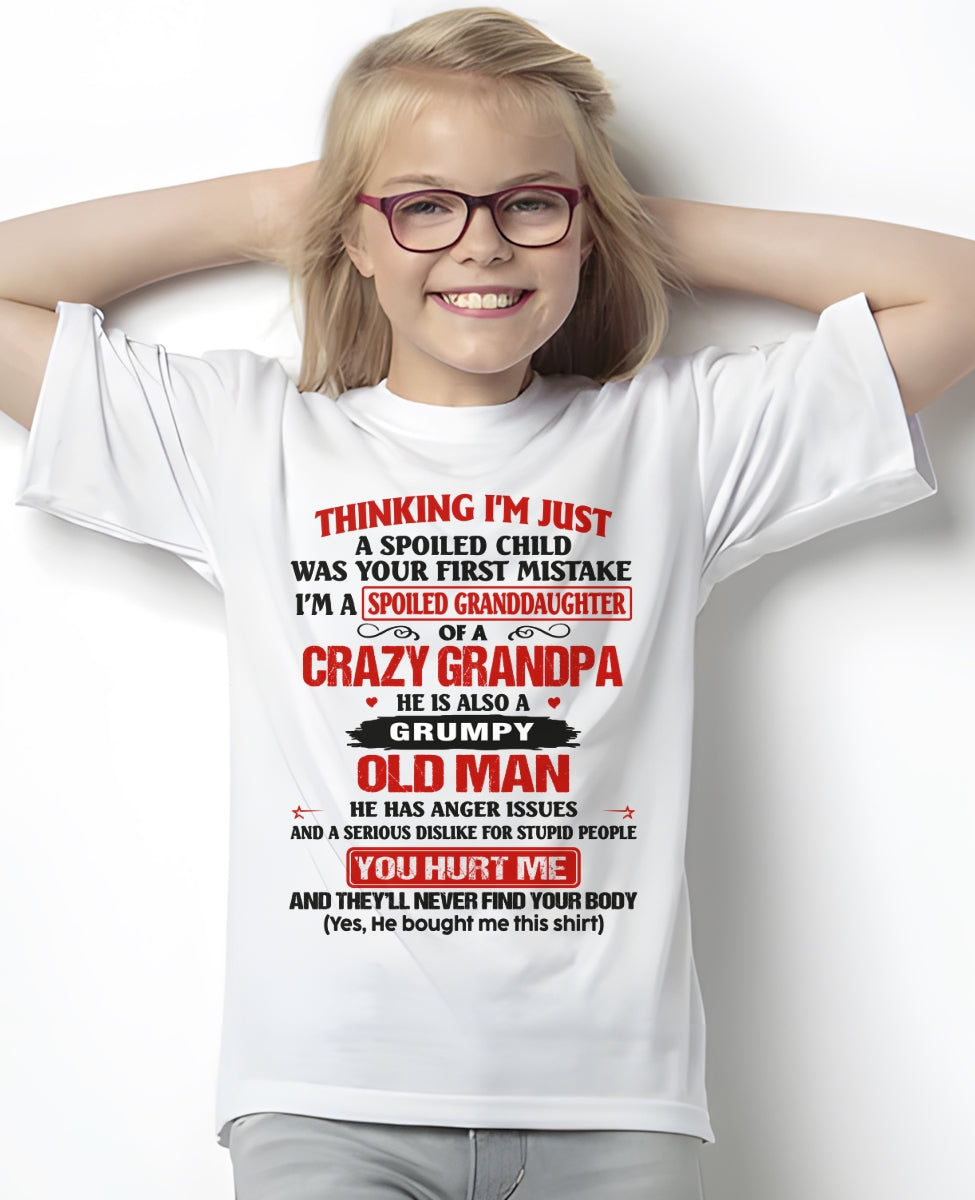 Spoiled Granddaughter of a Crazy Grandpa Shirt – Birthday Gift from Grandpa / Man - ntnt00 (SKU12-200-00)