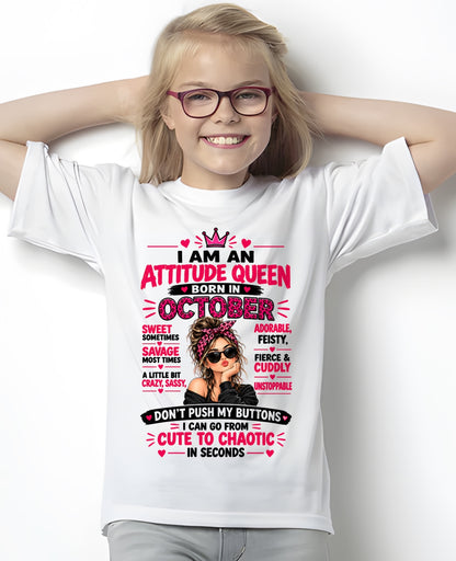 October Woman Shirt – Attitude Queen Sassy Girl T-Shirt, Funny Birthday Gift - FROM GIRL - NTNT10 - (SKU2609-177-10)