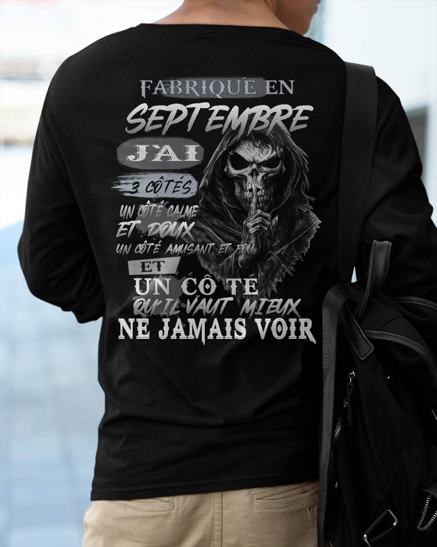 Fabriqué en Septembre – J’ai 3 Côtés | T-Shirt Homme Caractère Fort - ntnt09 (SKU26T-01174-09)