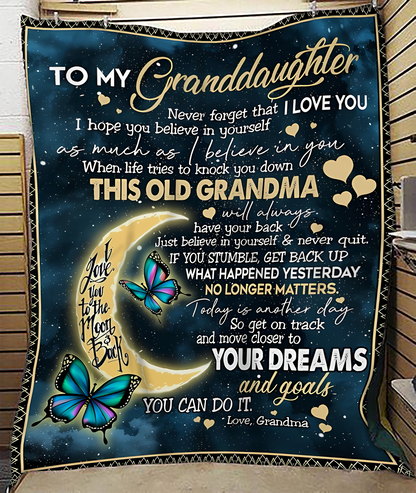 BLANKET FOR GRANDDAUGHTER – COMFORT & WARMTH GIFT FROM GRANDMA  Sherpa Fleece Quilt Blanket hnds00 (SKUB-BLK-GMD2)