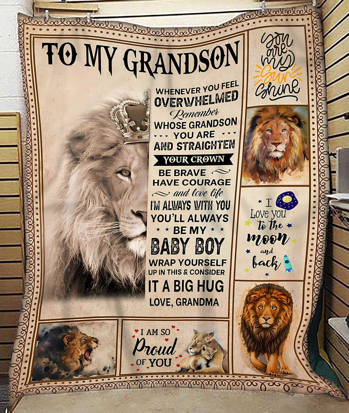 BLANKET FOR GRANDSON – COMFORT & WARMTH GIFT FROM GRANDMA  Sherpa Fleece Quilt Blanket HNDS00 (SKUB12-BLK-02)