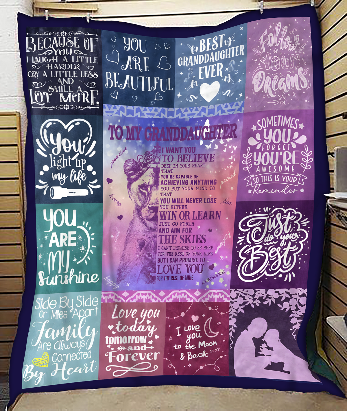BLANKET FOR GRANDDAUGHTER – COMFORT & WARMTH GIFT FROM GRANDPARENTS  Sherpa Fleece Quilt Blanket ntnt00 (SKUB11-BLK-04)