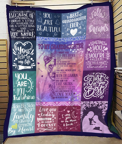 BLANKET FOR GRANDDAUGHTER – COMFORT & WARMTH GIFT FROM GRANDPARENTS  Sherpa Fleece Quilt Blanket ntnt00 (SKUB11-BLK-04)