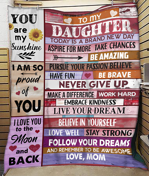 BLANKET FOR DAUGHTER – COMFORT & WARMTH GIFT FROM MOM Sherpa Fleece Quilt Blanket NTTD00 (SKUB-BLK-MOMD2)
