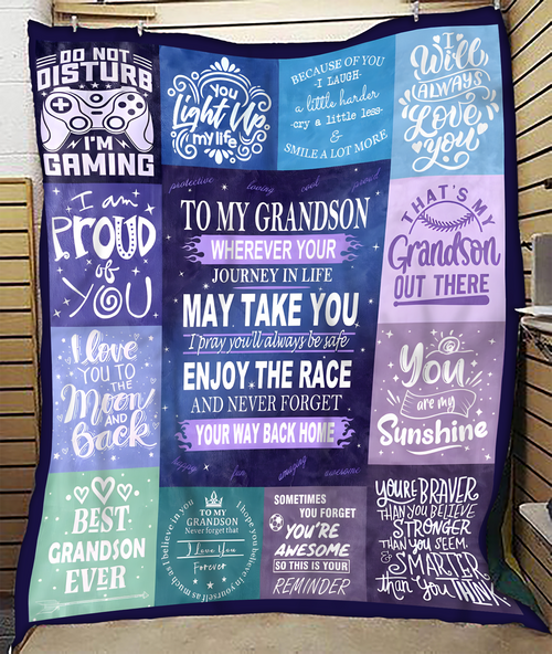 BLANKET FOR GRANDSON – COMFORT & WARMTH GIFT FROM GRANDPARENTS  Sherpa Fleece Quilt Blanket ntnt00 (SKUB11-BLK-02)