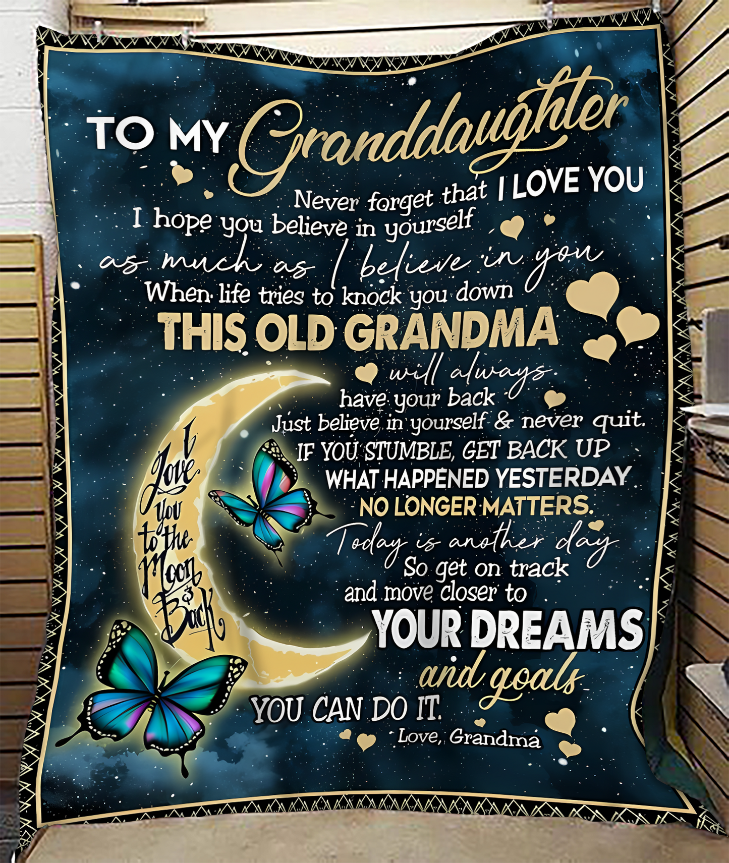 BLANKET FOR GRANDDAUGHTER – COMFORT & WARMTH GIFT FROM GRANDMA  Sherpa Fleece Quilt Blanket NTTD00 (SKUB-BLK-GMD2)
