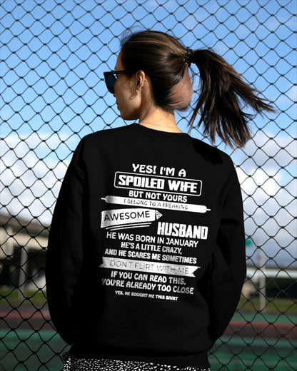 January Spoiled Wife Shirt - I Belong to a Freaking Awesome January Husband - From Husband - NTNT01 - (SKU2608-62-01)