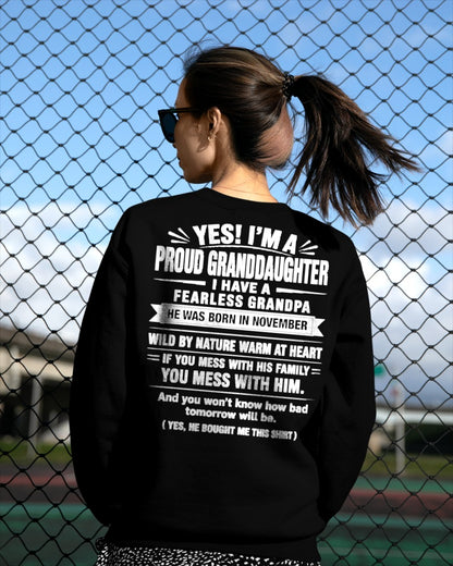 Yes, I'm A Proud Granddaughter Of A November From Grandpa - NTNT11 - (SKU2608-422-11)