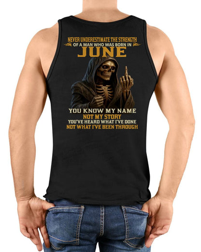 JUNE - NEVER UNDERESTIMATE - BIRTHDAY T-SHIRT FOR MEN - ntnt06 (SKU26T-01-06-06)