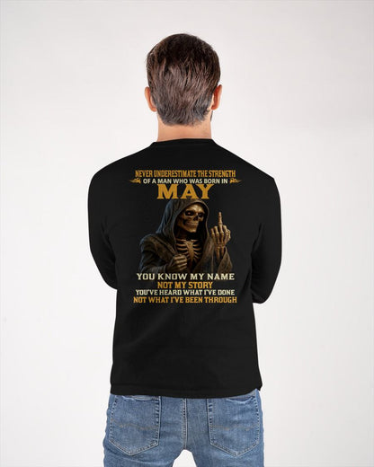 MAY - NEVER UNDERESTIMATE - BIRTHDAY T-SHIRT FOR MEN - ntnt05 (SKU26T-01-06-05)