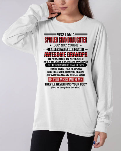 NOVEMBER - YES! I'M A SPOILED GRANDDAUGHTER - GIFT FROM GRANDPA - ntnt11 (SKU26T-01317-11)