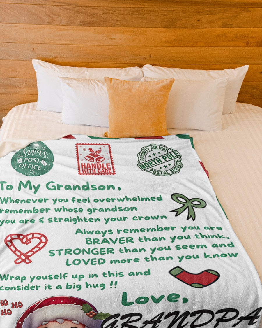 BLANKET FOR GRANDSON – COMFORT & WARMTH GIFT FROM GRANDPA  Sherpa Fleece Quilt Blanket  (SKUB10-182)