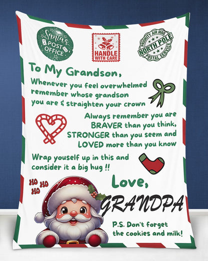 BLANKET FOR GRANDSON – COMFORT & WARMTH GIFT FROM GRANDPA  Sherpa Fleece Quilt Blanket  (SKUB10-182)