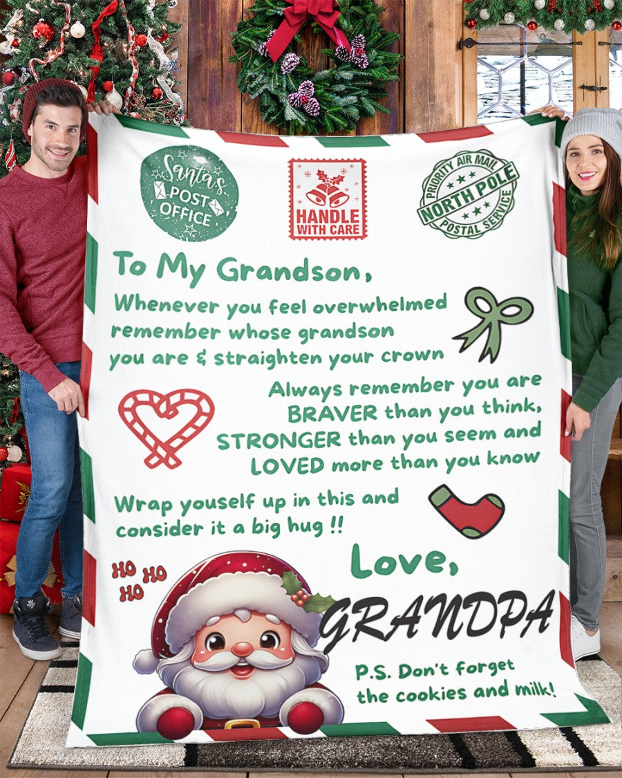 BLANKET FOR GRANDSON – COMFORT & WARMTH GIFT FROM GRANDPA  Sherpa Fleece Quilt Blanket  (SKUB10-182)