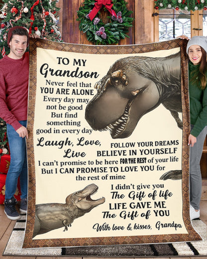 BLANKET FOR GRANDSON – COMFORT & WARMTH GIFT FROM GRANDPA  Sherpa Fleece Quilt Blanket ntnt00 (SKUB-BLK-GPKL)