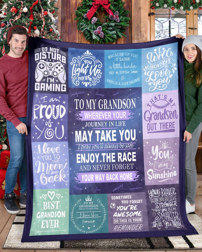 BLANKET FOR GRANDSON – COMFORT & WARMTH GIFT FROM GRANDPARENTS  Sherpa Fleece Quilt Blanket ntnt00 (SKUB11-BLK-02)