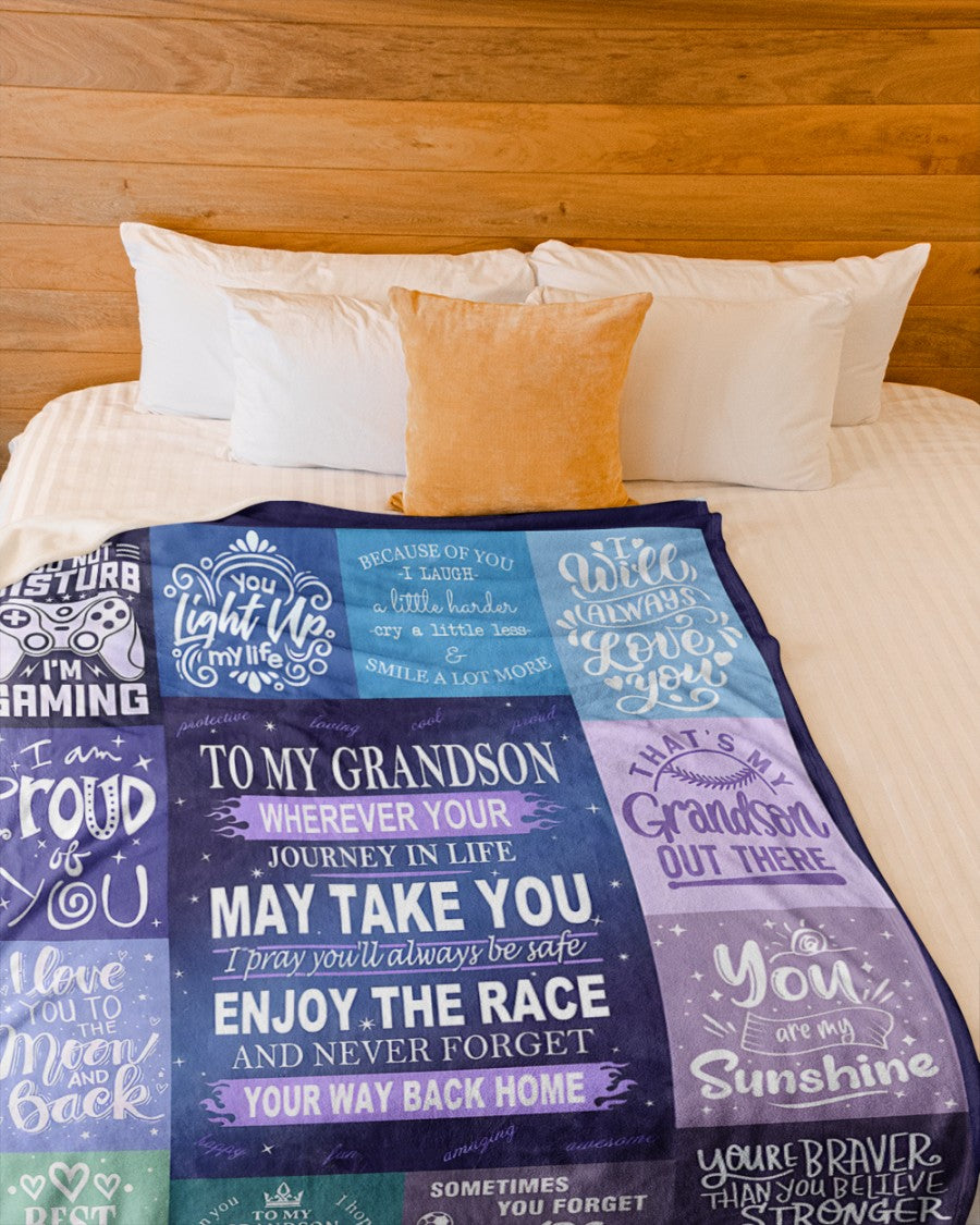 BLANKET FOR GRANDSON – COMFORT & WARMTH GIFT FROM GRANDPARENTS  Sherpa Fleece Quilt Blanket ntnt00 (SKUB11-BLK-02)