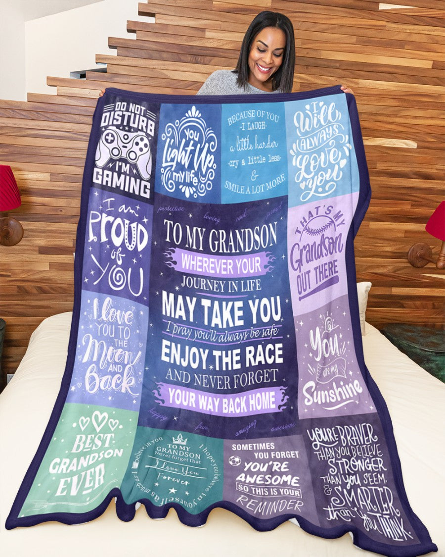 BLANKET FOR GRANDSON – COMFORT & WARMTH GIFT FROM GRANDPARENTS  Sherpa Fleece Quilt Blanket ntnt00 (SKUB11-BLK-02)