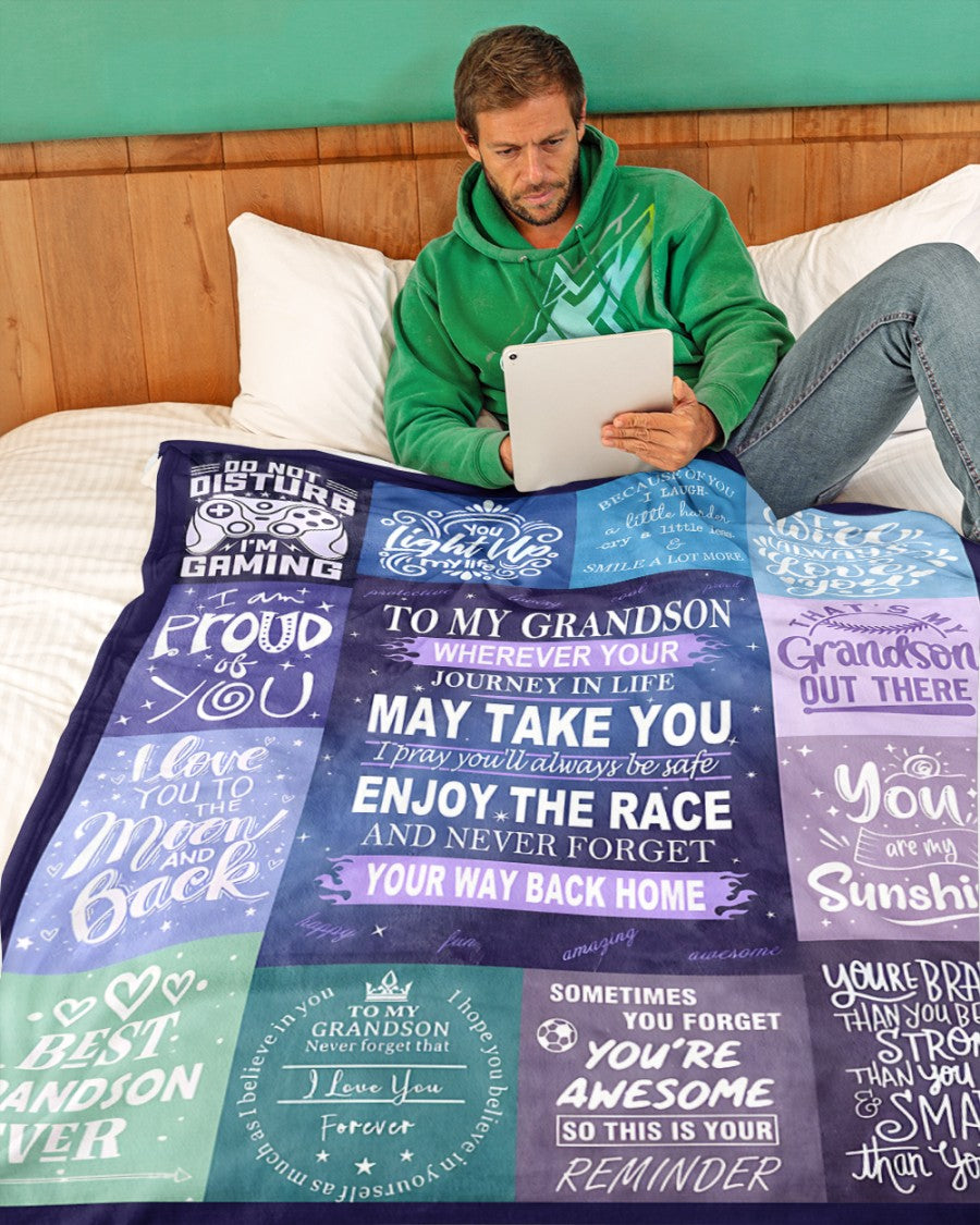 BLANKET FOR GRANDSON – COMFORT & WARMTH GIFT FROM GRANDPARENTS  Sherpa Fleece Quilt Blanket ntnt00 (SKUB11-BLK-02)