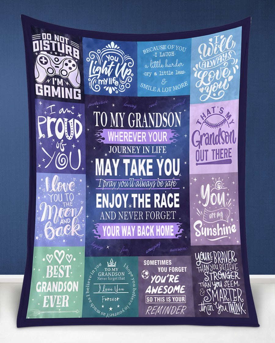 BLANKET FOR GRANDSON – COMFORT & WARMTH GIFT FROM GRANDPARENTS  Sherpa Fleece Quilt Blanket ntnt00 (SKUB11-BLK-02)
