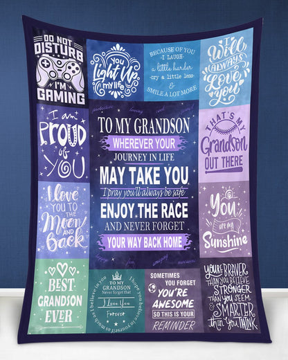 BLANKET FOR GRANDSON – COMFORT & WARMTH GIFT FROM GRANDPARENTS  Sherpa Fleece Quilt Blanket ntnt00 (SKUB11-BLK-02)