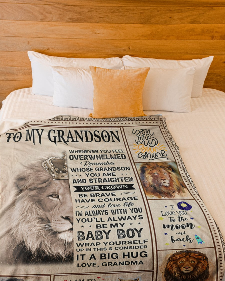 BLANKET FOR GRANDSON – COMFORT & WARMTH GIFT FROM GRANDMA  Sherpa Fleece Quilt Blanket HNDS00 (SKUB12-BLK-02)