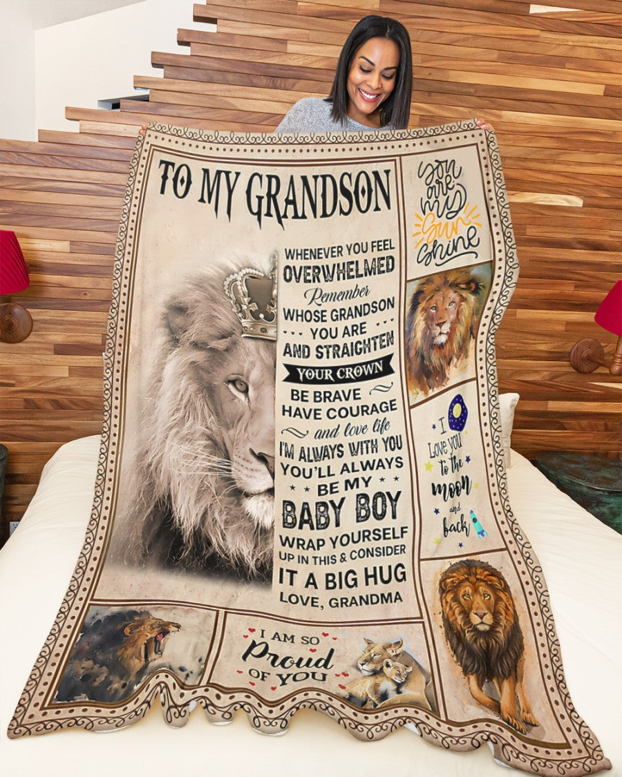 BLANKET FOR GRANDSON – COMFORT & WARMTH GIFT FROM GRANDMA  Sherpa Fleece Quilt Blanket HNDS00 (SKUB12-BLK-02)