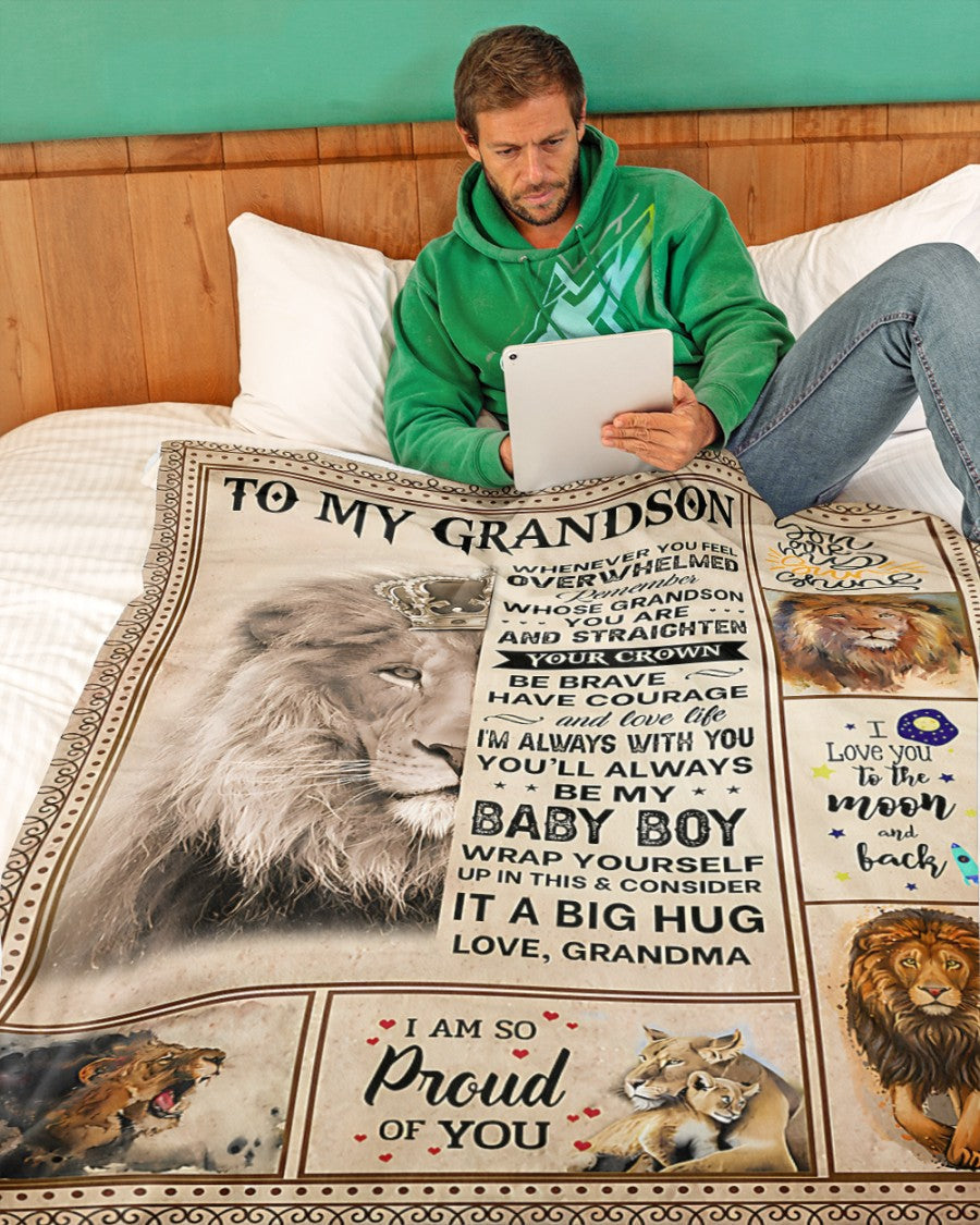 BLANKET FOR GRANDSON – COMFORT & WARMTH GIFT FROM GRANDMA  Sherpa Fleece Quilt Blanket HNDS00 (SKUB12-BLK-02)