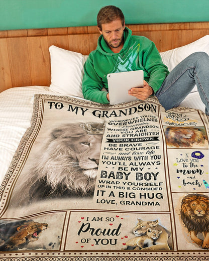 BLANKET FOR GRANDSON – COMFORT & WARMTH GIFT FROM GRANDMA  Sherpa Fleece Quilt Blanket HNDS00 (SKUB12-BLK-02)