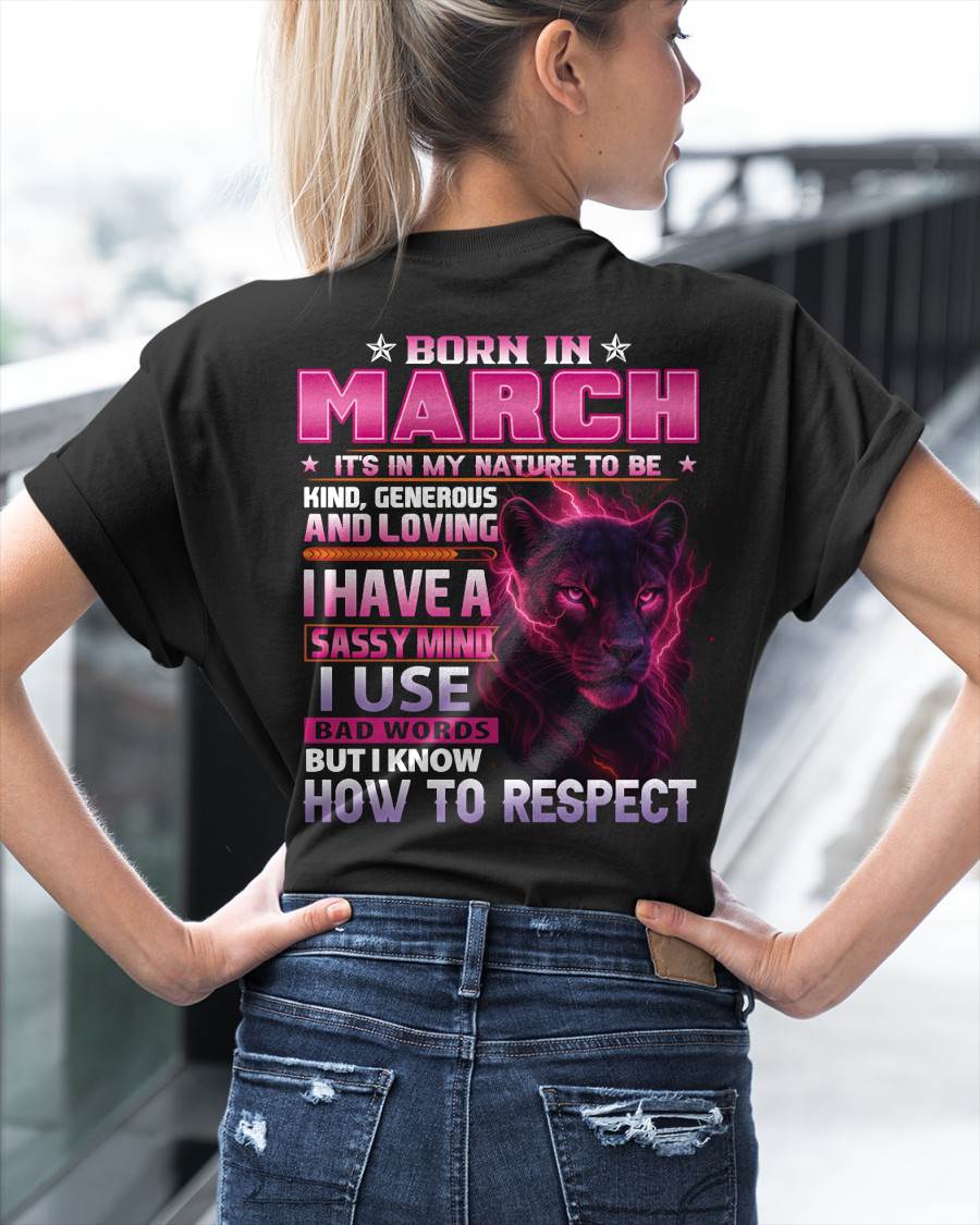 Born In March – T-Shirt For Woman – ntnt03 (SKU09-24-03)